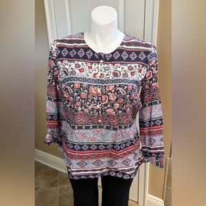 Loft shirt with patterned designs